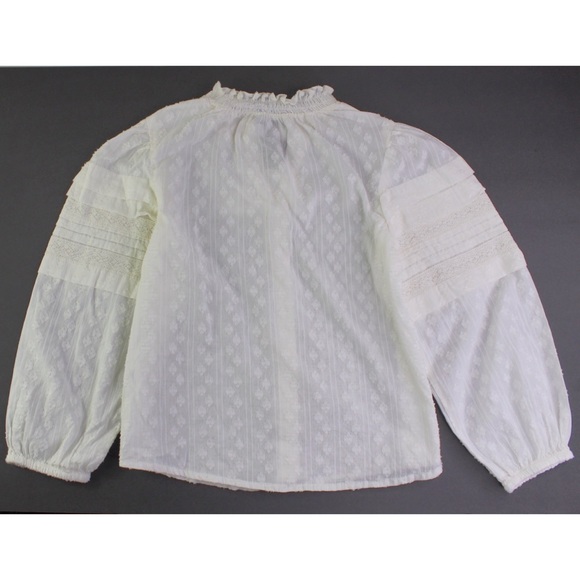 Zara Girls NWT Romantic Plumetis Shirt with Pintucks Ecru Cream White 7 - Picture 7 of 9